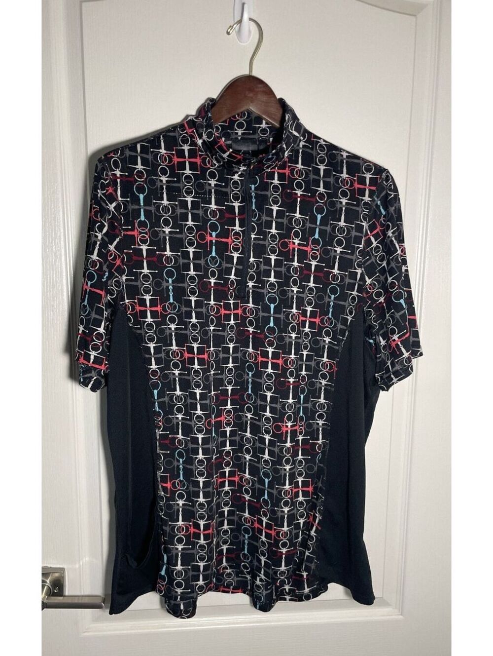 Kerrits 2X quarter zip short sleeve bit print mesh side panels equestrian